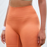 Ribbed Biker Shorts - Sunset Orange