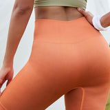 Ribbed Biker Shorts - Sunset Orange