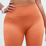 Ribbed Biker Shorts - Sunset Orange