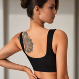 Ribbed Seamless Sports Bra - Black