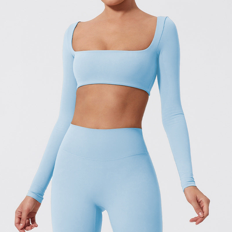 CurveSculpt Square-Neck Full Sleeves Padded Crop Top