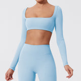 CurveSculpt Square-Neck Full Sleeves Padded Crop Top