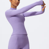 FlexContour Zip-Neck Full Sleeves Top
