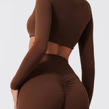 CurveSculpt Square-Neck Full Sleeves Padded Crop Top