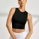 CoreFlex Open Back Crop Top – Black