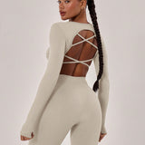FlexStrap Cross Back Crop Top – Off White