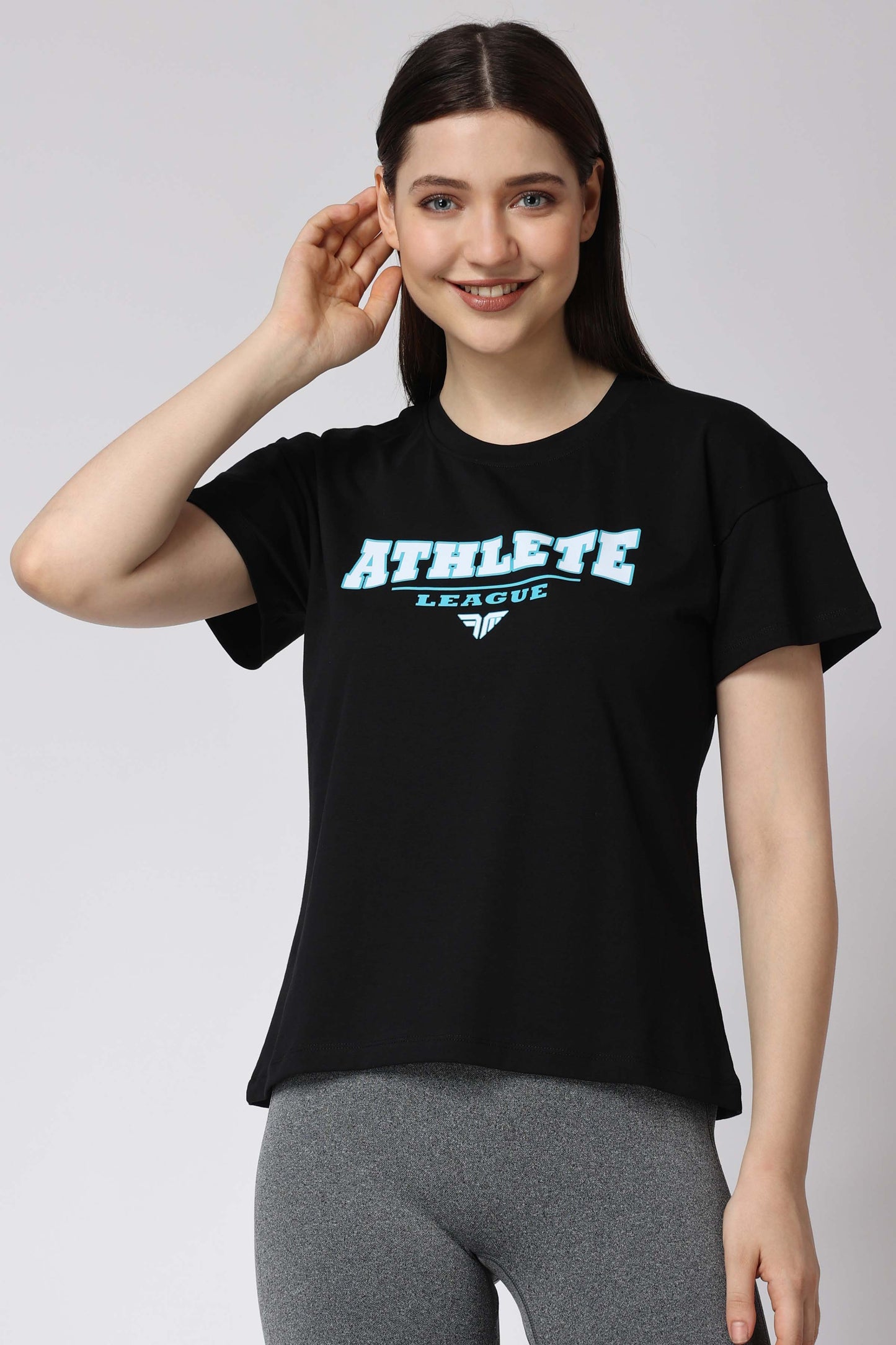 Women's Cotton Lycra Tee - Black