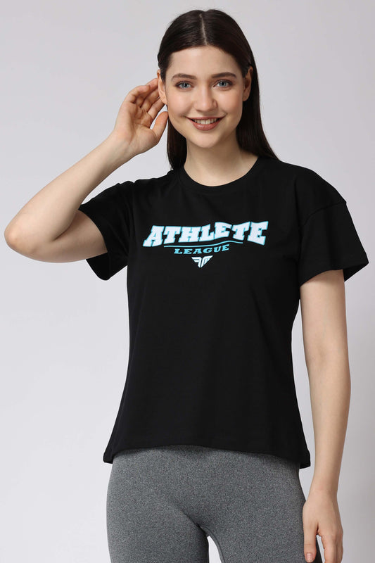 Women's Cotton Lycra Tee - Black
