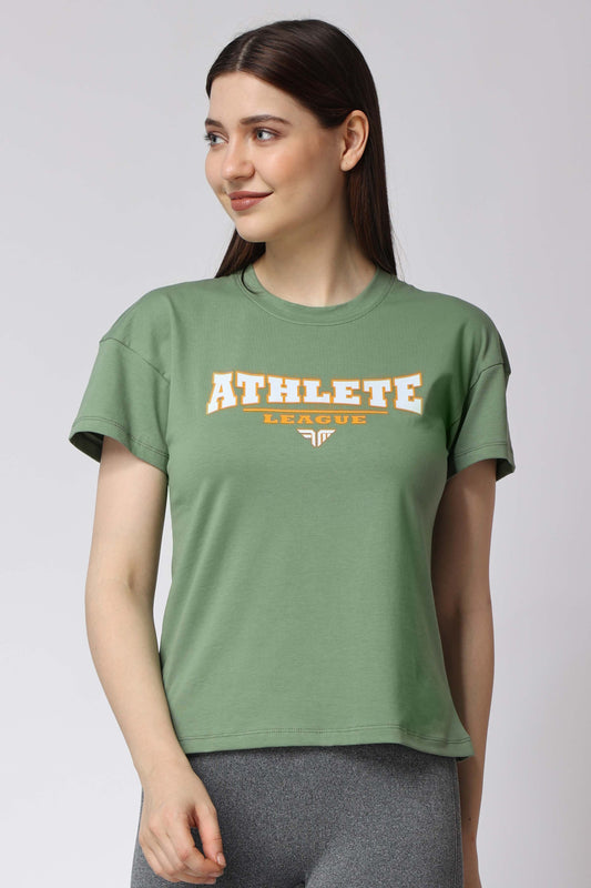 Women's Cotton Lycra Tee - Olive