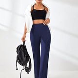 MoveFree Straight Fit Trousers - Navy Blue