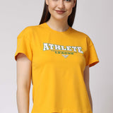 Women's Cotton Lycra Tee - Yellow