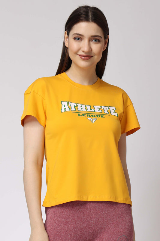 Women's Cotton Lycra Tee - Yellow