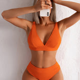 Ribbed Luxe Bikini Set – Orange