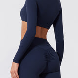 CurveSculpt Square-Neck Full Sleeves Padded Crop Top