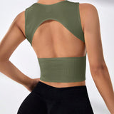 CoreFlex Open Back Crop Top – Green