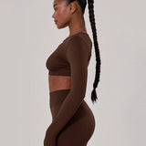 FlexStrap Cross Back Crop Top – Dark Brown