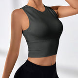 CoreFlex Open Back Crop Top – Dark Grey
