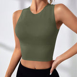CoreFlex Open Back Crop Top – Green
