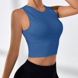 CoreFlex Open Back Crop Top – Blue