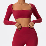 CurveSculpt Square-Neck Full Sleeves Padded Crop Top