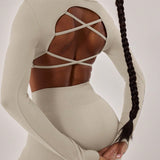 FlexStrap Cross Back Crop Top – Off White