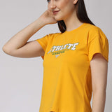 Women's Cotton Lycra Tee - Yellow