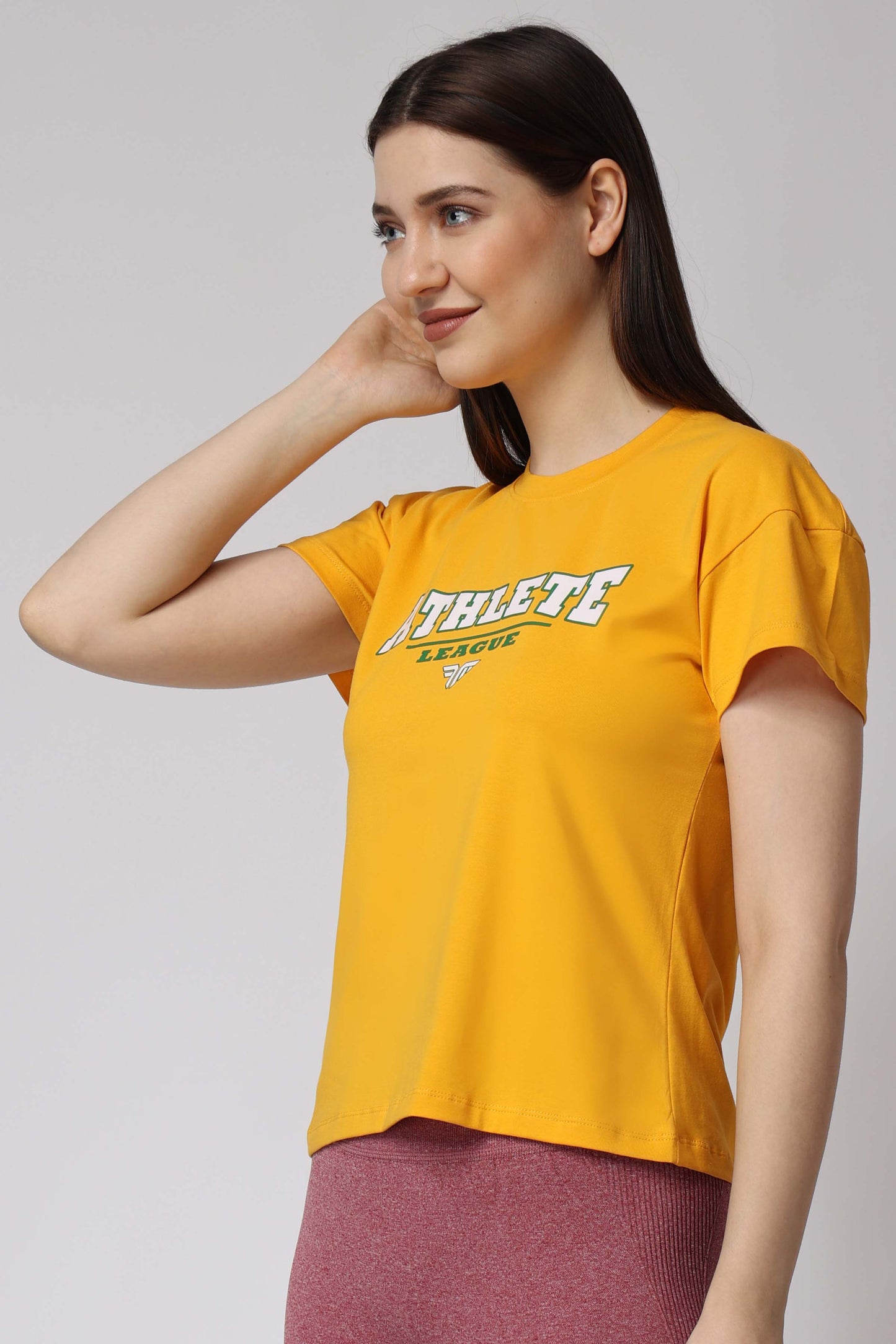 Women's Cotton Lycra Tee - Yellow
