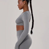 FlexStrap Cross Back Crop Top – Grey