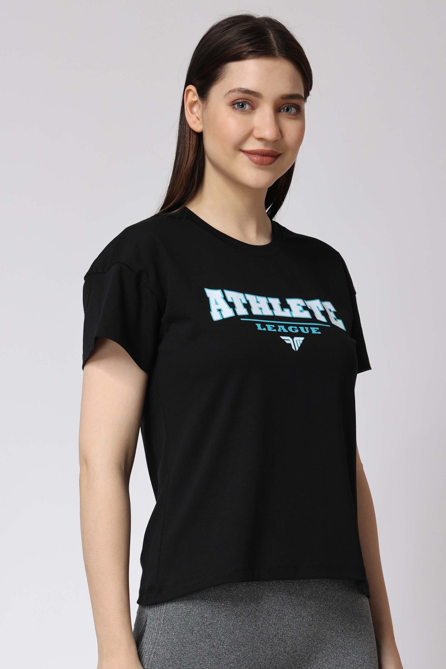 Women's Cotton Lycra Tee - Black