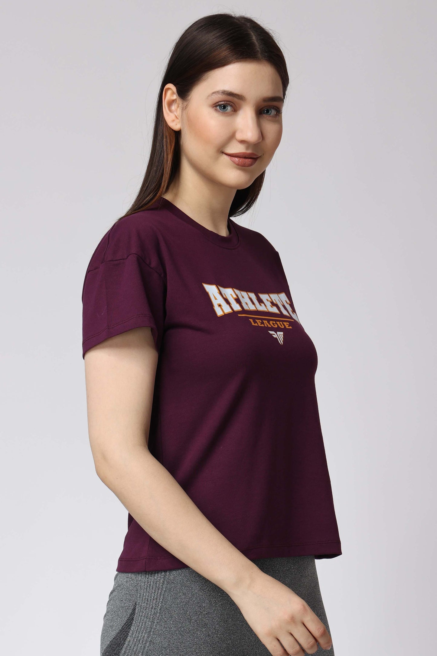 Women's Cotton Lycra Tee - Purple