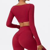 CurveSculpt Square-Neck Full Sleeves Padded Crop Top