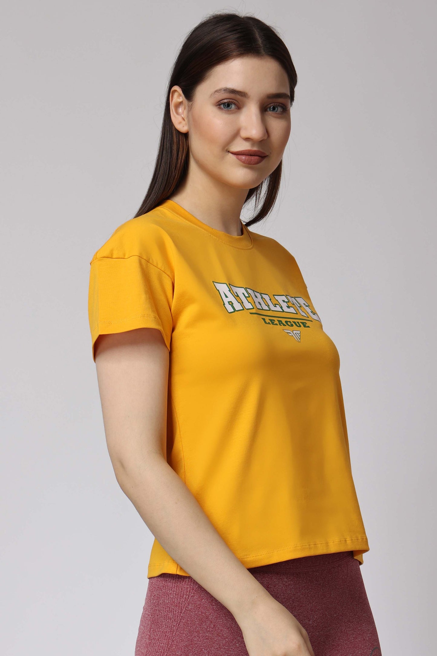 Women's Cotton Lycra Tee - Yellow