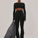 FlexStrap Cross Back Crop Top – Black