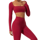 CurveSculpt Square-Neck Full Sleeves Padded Crop Top