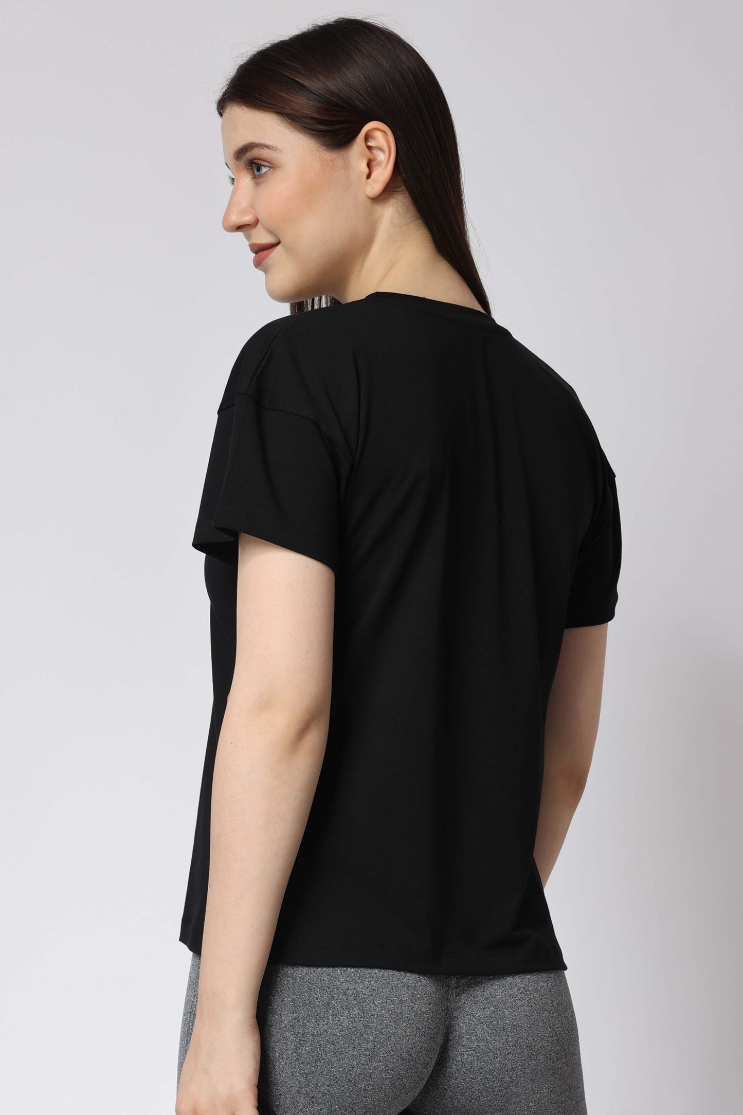 Women's Cotton Lycra Tee - Black