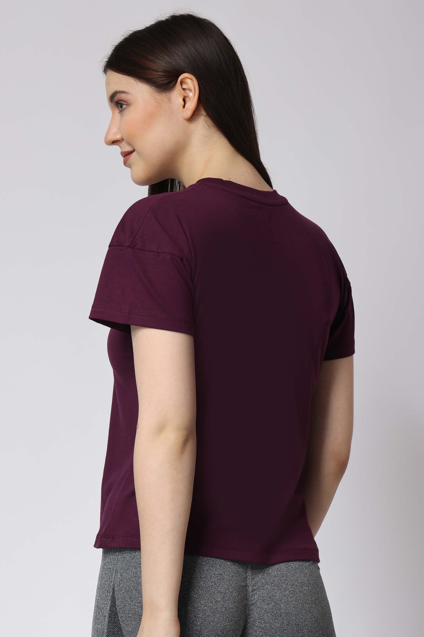 Women's Cotton Lycra Tee - Purple
