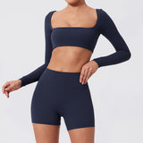 CurveSculpt Square-Neck Full Sleeves Padded Crop Top
