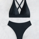 Ribbed Luxe Bikini Set – Black