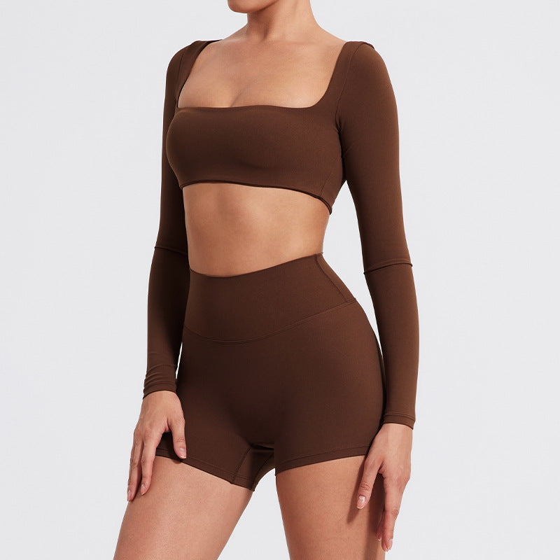 CurveSculpt Square-Neck Full Sleeves Padded Crop Top