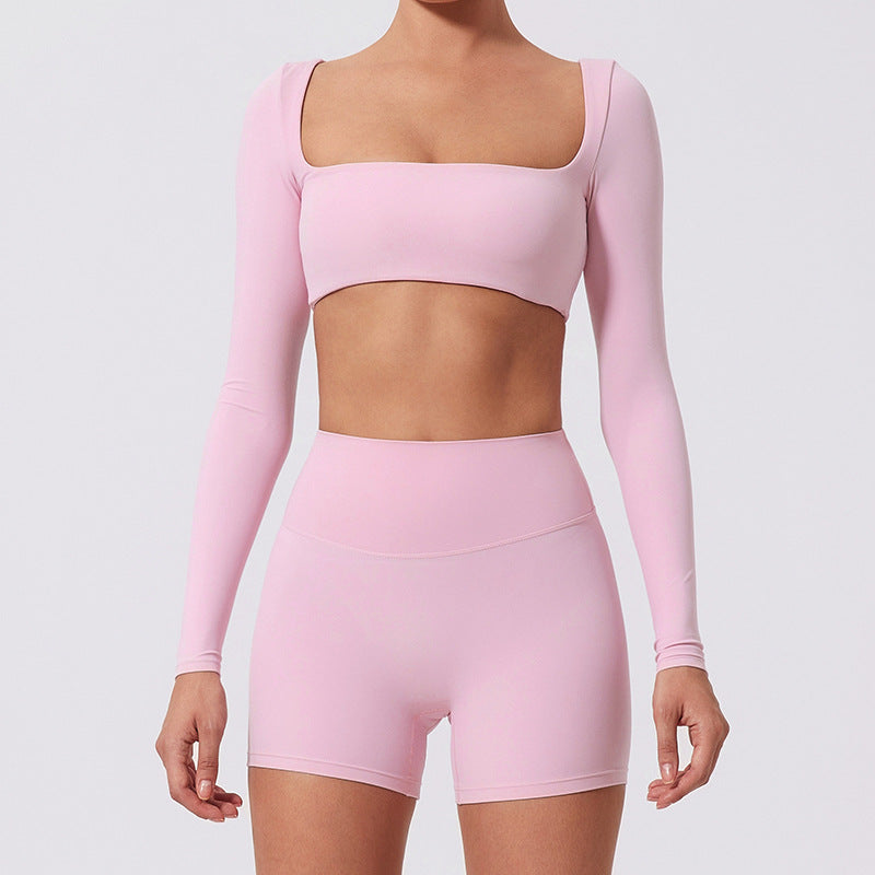 CurveSculpt Square-Neck Full Sleeves Padded Crop Top