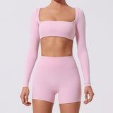 CurveSculpt Square-Neck Full Sleeves Padded Crop Top