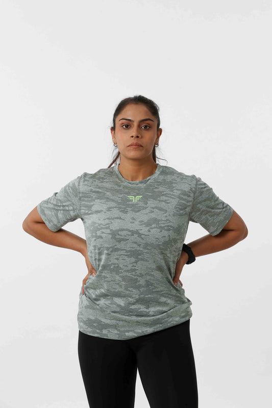 Women's Jacqaurd Workout/Training Tee - Grey