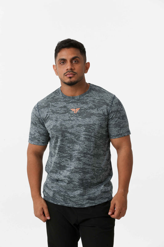 Men's Jacqaurd Workout/Training Tee - Grey Blue