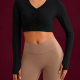 The Barre Top – Ruched Cutout Crop, Built-In Padded Tank Top