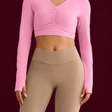 The Barre Top – Ruched Cutout Crop, Built-In Padded Tank Top