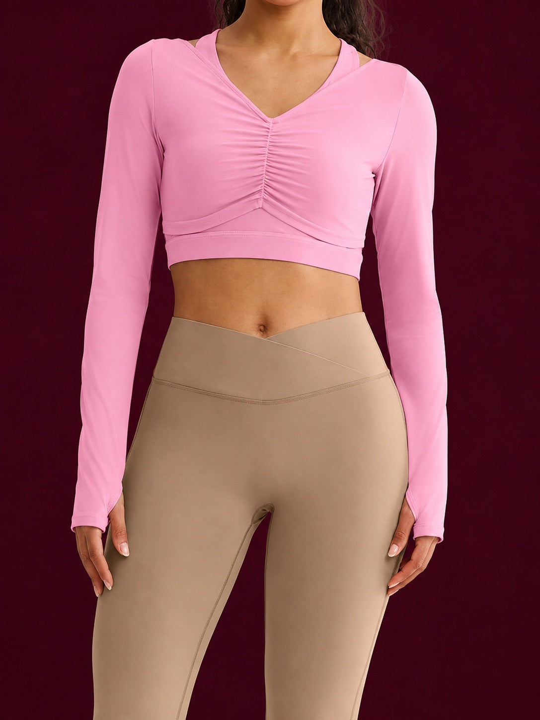 The Barre Top – Ruched Cutout Crop, Built-In Padded Tank Top