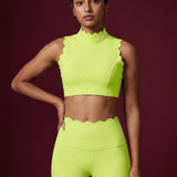Scallopé High-Neck padded Sports Bra