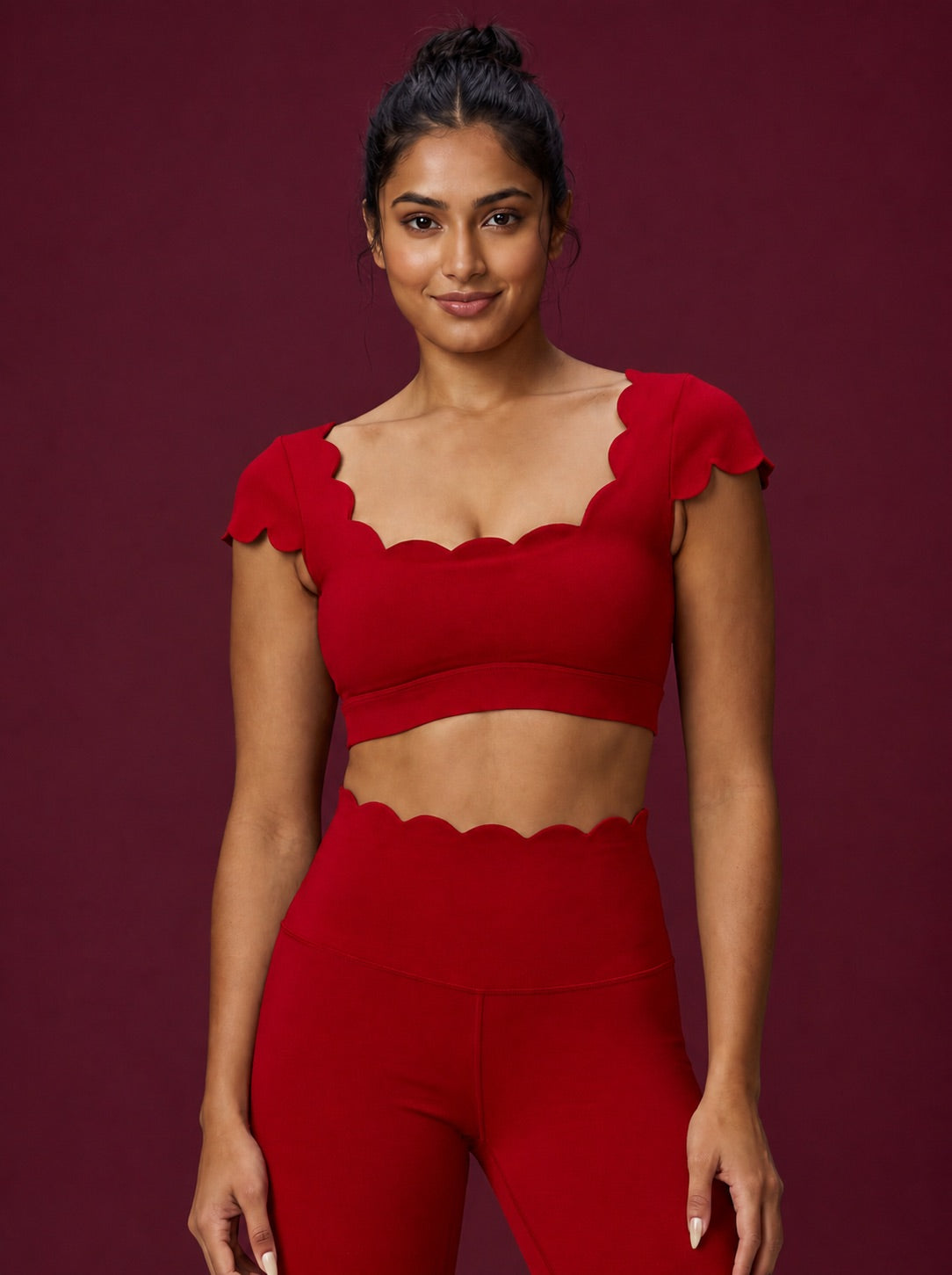 Scallopé Cap Sleeve padded Crop top