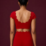 Scallopé Cap Sleeve padded Crop top