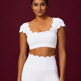 Scallopé Cap Sleeve padded Crop top